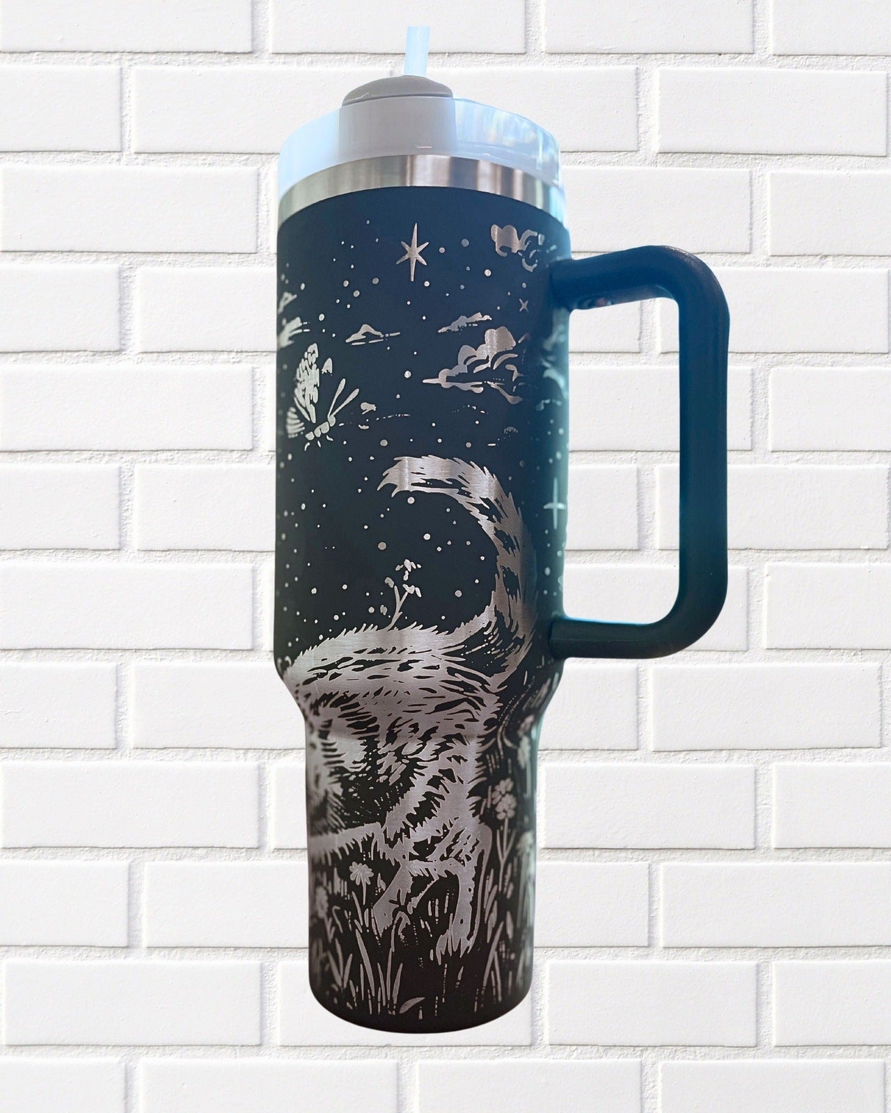 Kitten & Butterfly Laser Engraved Full Wrap Tumbler